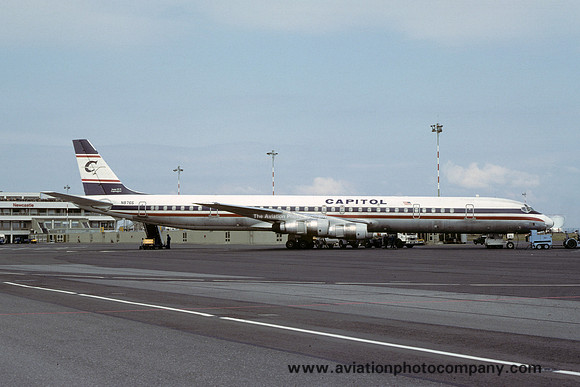 Capitol International Airways Douglas DC-8-61 N8765 at Newcastle (1980)