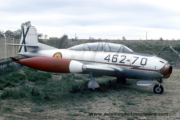 Spanish Air Force Hispano HA.200D Saeta C.10B-70/462-70 displayed at Leon (1986)