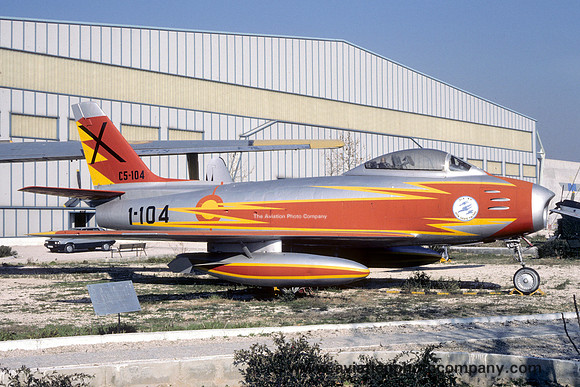 Spanish Air Force F-86F-40-NA Sabre C.5-104 displayed at Cuatro Vientos (1987)