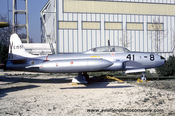 Spanish Air Force Lockheed T-33A-1 Shooting Star E.15-51/41-8 displayed at Cuatro Vientos (1987)