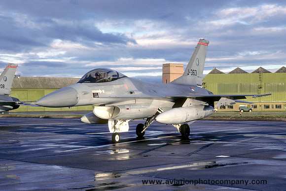 Dutch Air Force 315 Squadron GD F-16A Fighting Falcon J-363 at RAF Lossiemouth (1988)