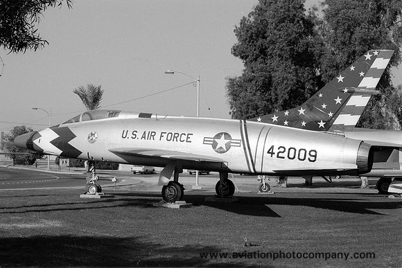 USAF North American F-100C Super Sabre 54-2009 displayed at Luke AFB (1979)
