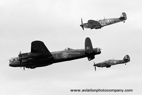 Battle of Britain Memorial Flight Avro Lancaster PA474 and Spitfire and Hurricane (1981)