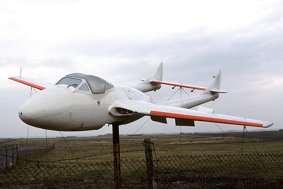 RAF De Havilland Vampire T.11 XD599 Displayed at Carnarfon (1989)