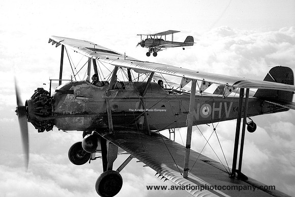 RAF Vickers Vincent Bi-Plane K4705/HV-N Air to Air