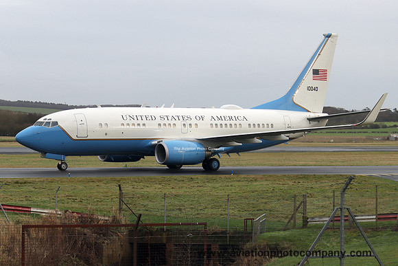 USAF 89 AW Boeing C-40B 01-0040 at Prestwick (2024)