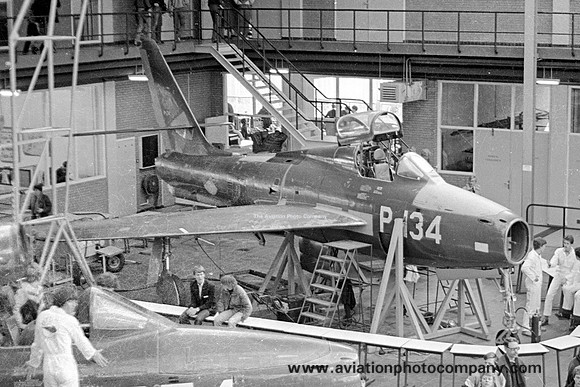 Royal Netherlands Air Force Republic F-84F P-134 at the Fokker School (1984)