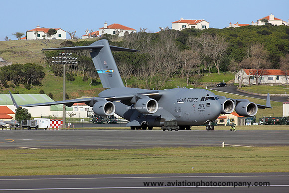 USAF 436/512 AW McDonnell Douglas C-17A 07-7173 at Lajes (2015)