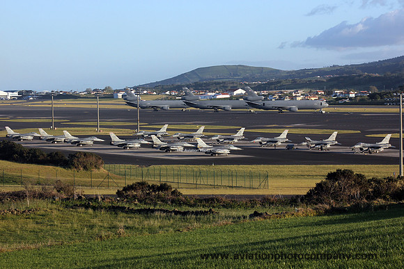 USAF 20th Fighter Wing F-16s on the ramp at Lajes (2015)