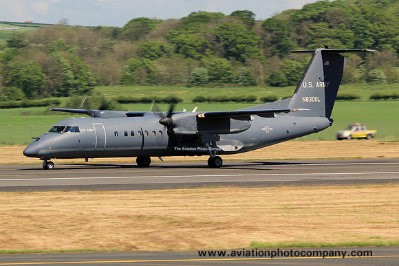 US Army/Dynamic Aviation DHC-8-300 N8300L at Prestwick (2014)