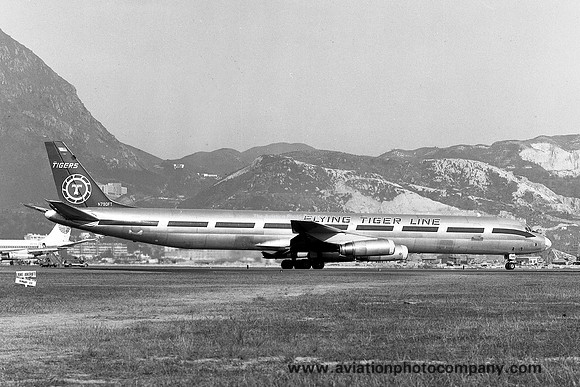 Flying Tiger Line Douglas DC-8-63 N790FT at Hong Kong (1970)