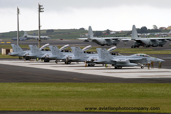 US Navy VAQ-135 Boeing EA-18G Growlers at Lajes (2012)