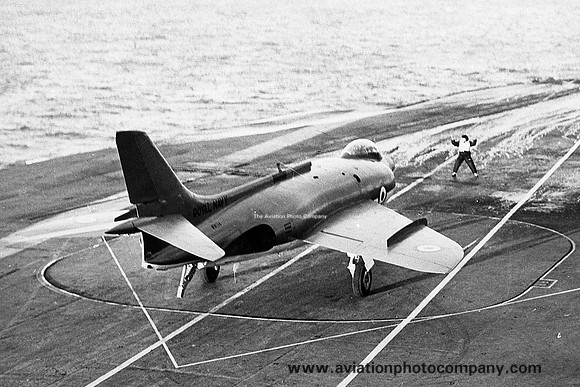 Royal Navy Supermarine Scimitar WW134 on board HMS Ark Royal (1957)