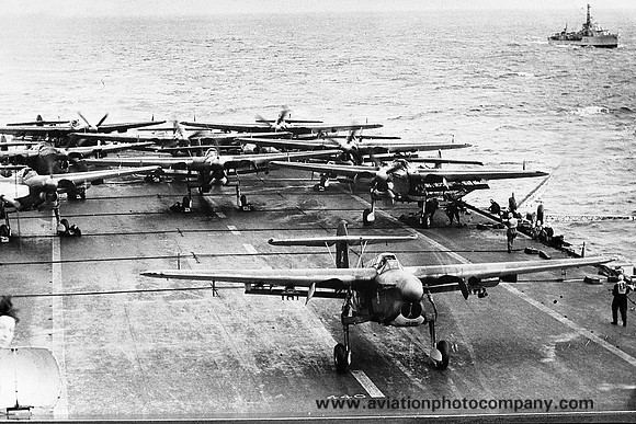 Royal Navy 815 Squadron Fairey Barracuda IIs on board HMS Illustrious (1948)