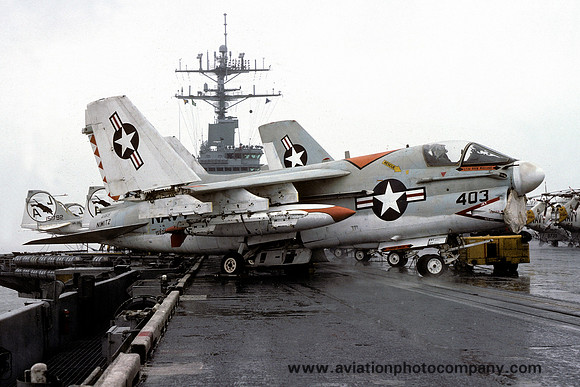 USN VA-86 LTV A-7E 159308/AJ403 onboard USS Nimitz (1978)