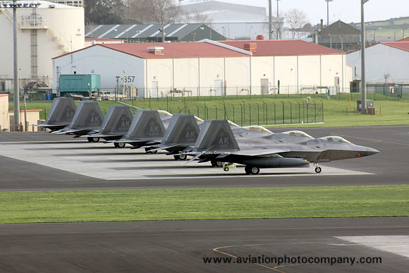 USAF 3rd Wing Lockheed F-22A Lineup at Lajes (2013)