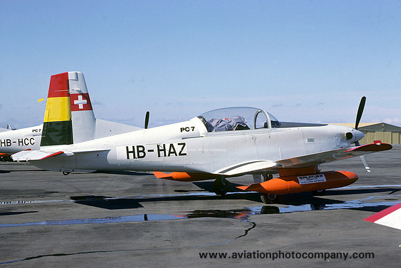 Bolivian Air Force Pilatus PC-7 HB-HAZ on delivery (1979)