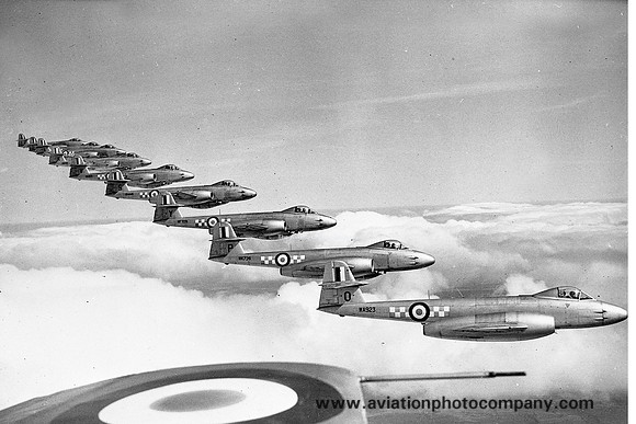 RAF 56 Squadron Gloster Meteor F.8 Formation Air to Air