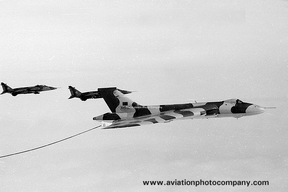 RAF 50 Squadron Avro Vulcan K.2 XH560 with 2 Jaguars Air to Air (1984)