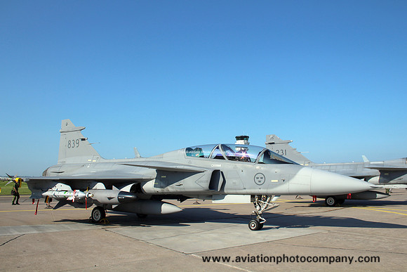 Swedish Air Force F7 SAAB JAS-39D Gripen 39839 at the Satenas Open Day (2015)