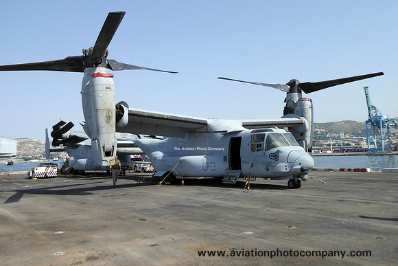 USMC VMM-365 Bell-Boeing MV-22B Osprey 167918/YM-02 on board USS New York in Marseille Harbour (2015)