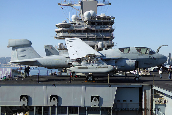 US Navy VAQ-134 Grumman EA-6B Prowler 163890/AJ-502 on board USS George HW Bush in Marseille Harbour (2014)