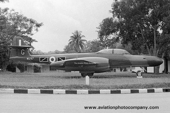 RAF 60 Squadron Gloster Meteor NF.14 WS787 displayed at RAF Tengah (1966)