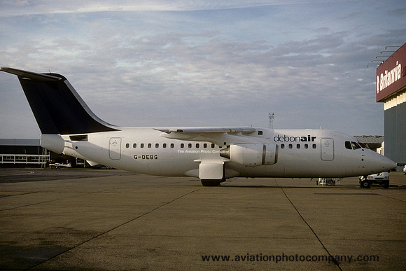 Debonair BAe 146-200 G-DEBG at Luton (1999)