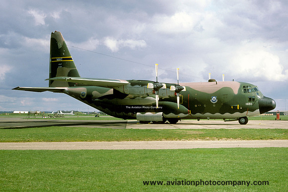USAF 463 TAW Lockheed C-130H Hercules 74-1691 at RAF Mildenhall (1978)