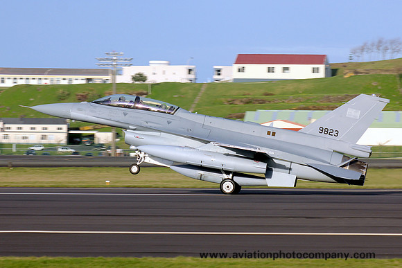 Egyptian Air Force Lockheed F-16D 9823 on delivery through Lajes (2013)