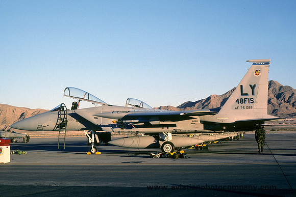 USAF 48 FIS McDonnell Douglas F-15A Eagle 76-0088/LY at Nellis AFB (1990)