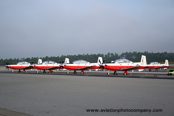 US Navy TAW-5 Beechcraft T-6B lineup at NAS Whiting Field (2012)