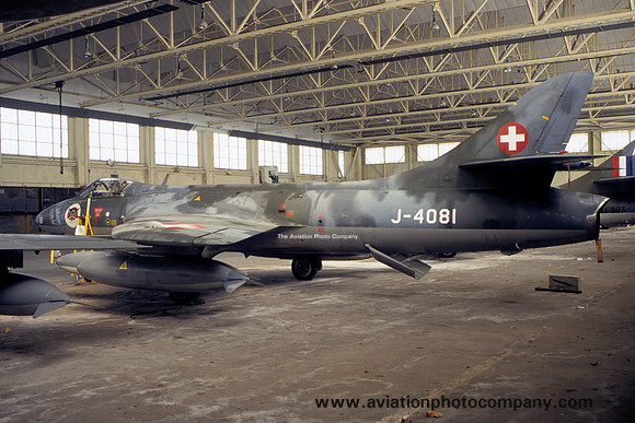 Ex Swiss Air Force Hawker Hunter F.58 J-4081/G-BWKB at Scampton (2000)