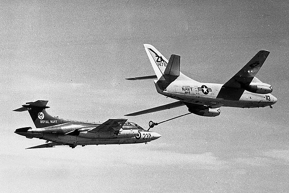 Royal Navy 801 Squadron Blackburn Buccaneer S.2 XT270 refueling from an A-3 Skywarrior (1967)