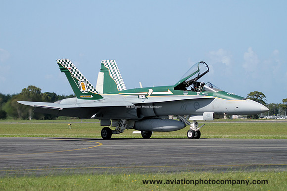 RAAF 77 Squadron McDonnell Douglas F/A-18A A21-49 in 90th Anniversary colour scheme at RAAF Williamtown (2013)