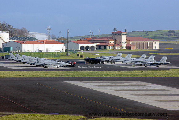 USMC VMFA-314 F/A-18As on the ramp at Lajes (2013)
