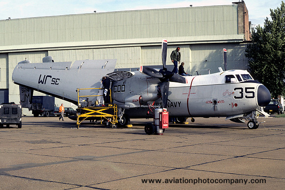 US Navy VR-24 Grumman C-2A Greyhound 155124/JM-35 at RAF Mildenhall (1980)