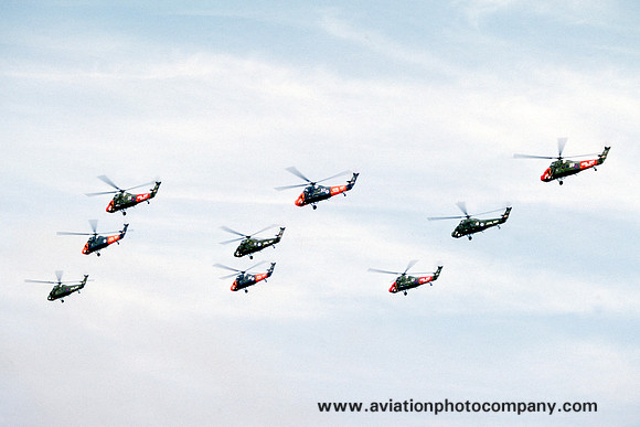 Royal Navy 772 Squadron Westland Wessex HU.5 Nine Helicopter Formation (1979)