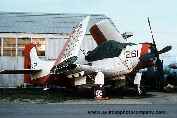 US Navy Douglas A-1E Skyraider 132261 stored at Quantico (1973)