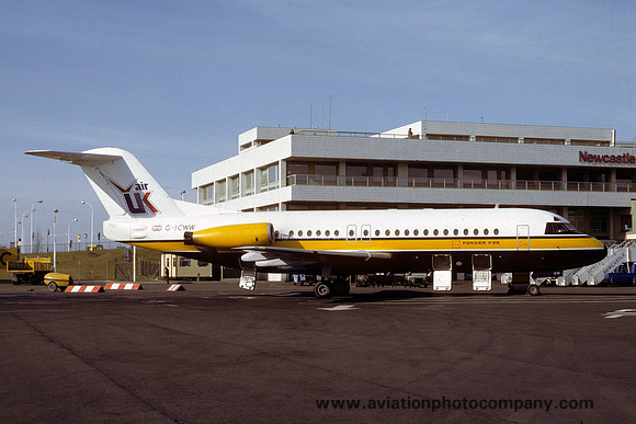 Air UK Fokker F-28 G-JCWW at Newcastle (1980)