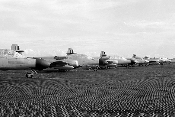 RAF 1574 Flight Gloster Meteor TT.20 lineup (1966)