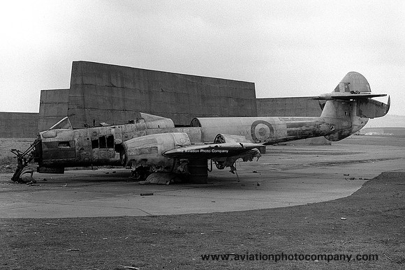 RAF Gloster Meteor T.7 WF772 on the fire dump at RAF Leuchars (1970)