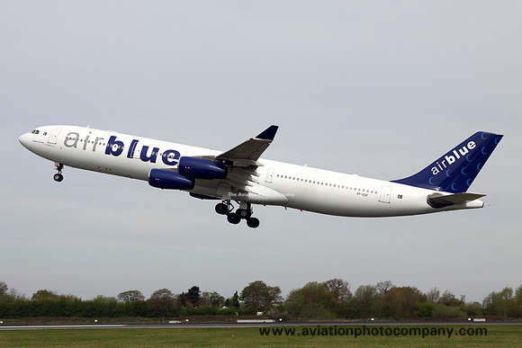 Air Blue Airbus A340-300 AP-EDF at Manchester (2013)