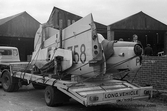 RAF DHC-1 Chipmunk T.10 WB758 on a trailer at Torbay (1972)