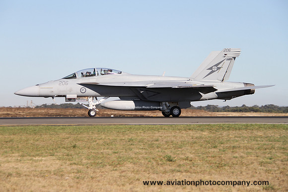 RAAF 1 Squadron McDonnell Douglas F/A-18F A44-206 at the Avalon Airshow (2013)