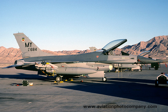 USAF 347 TFW 68 TFS GD F-16A 81-0684/MY at Nellis AFB (1990)