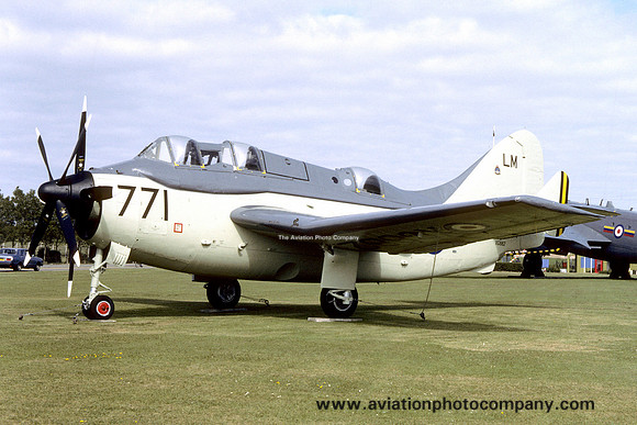 Royal Navy Fairey Gannet T.5 XG882 on the RAF Lossiemouth gate (1982)