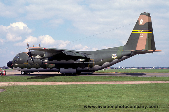 USAF 314 TAW Lockheed C-130E Hercules 63-7799 at RAF Mildenhall (1978)
