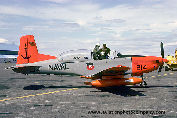 Chilean Navy Pilatus PC-7 214 on delivery through Keflavik (1980)