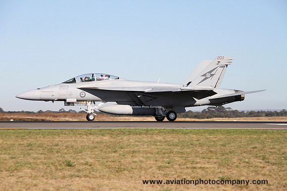 RAAF 1 Squadron McDonnell Douglas F/A-18F A44-203 at Avalon Airshow (2013)